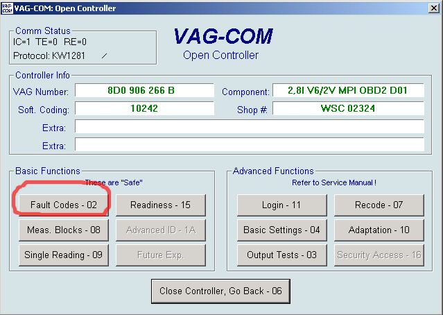 Engine fault codes controller
