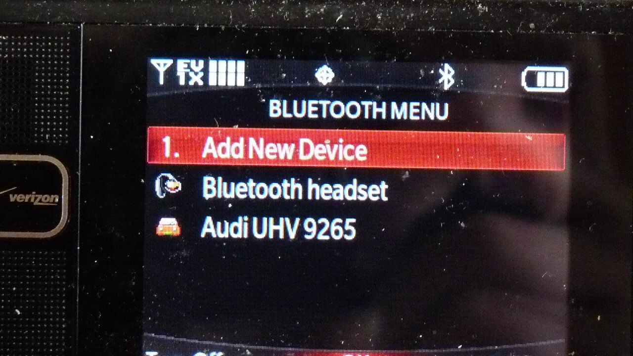 Bluetooth menu-add device function on phone