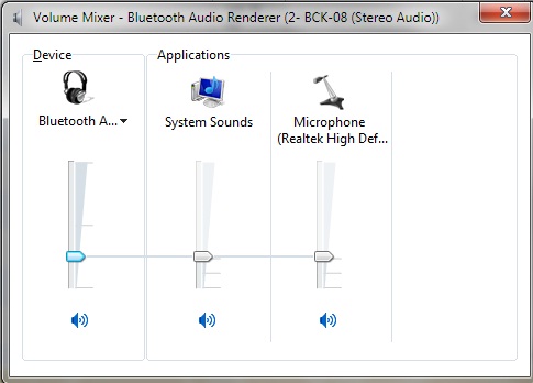 Bluetooth BCK08 volume in speakers icon