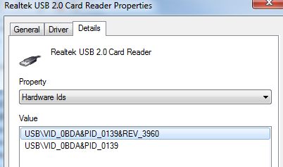 Realtek SD card reader id