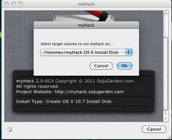 lion Select partition (volume) to install Myhack