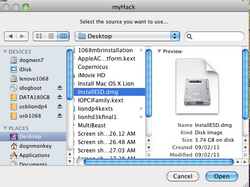 lion select installESD.dmg on Desktop