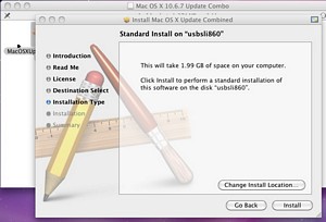 install 10.6.7 update combo