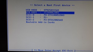 select usb hard drive to boot