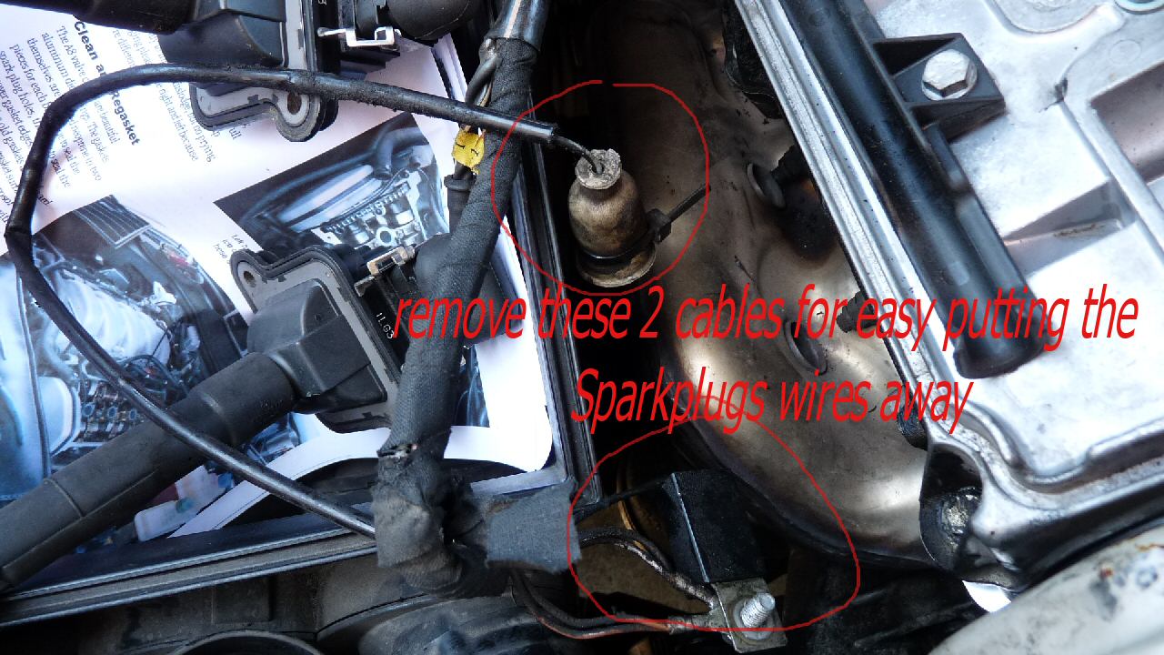 Take these 2 wires and all spark plug wires to the back 
