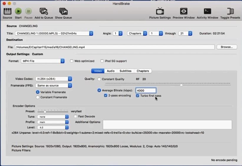 handbrake bluray to mp4