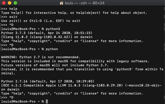 python versions on Mac